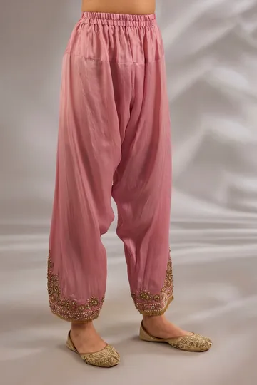 A-line kurta in satin organza base with dori hand embroidery. image 4