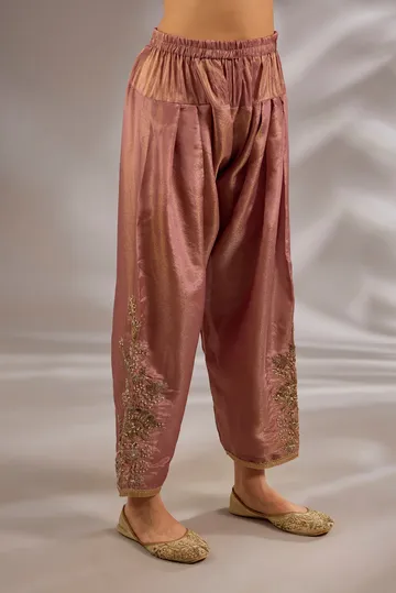 Anarkali in crush tissue base with dori hand embroidery. image 3