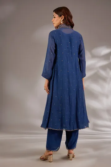 Anarkali in mul chanderi base with hand embroidery. image 2