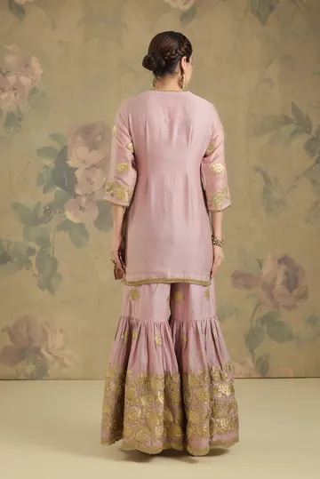 Chanderi Fabric Kurta And Gharara With Gota Embroidery image 2