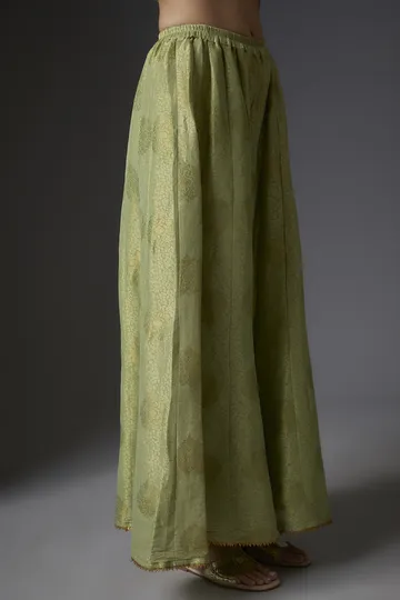 Green Banarasi Sharara Set image 3