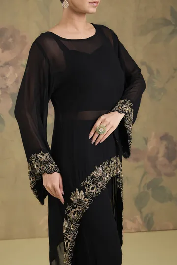 Indowestern Coordset In Georgette With Handwork image 6