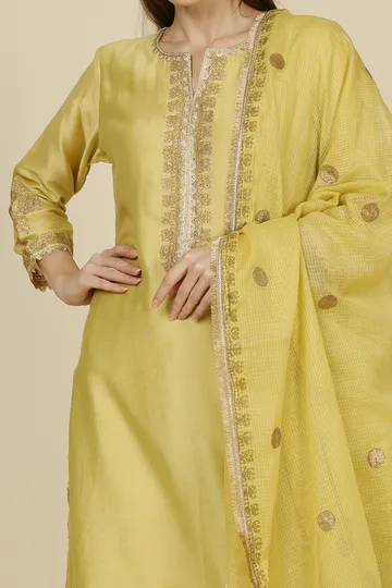 Lime Gota Embroidered Kurta Set image 4