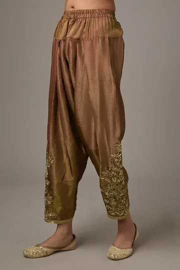Maroon Tissue Dori Hand Embroidered A-Line Short Anarkali Set image 3