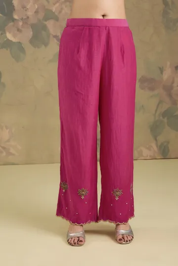 Mul Chanderi Anarkali Set With Handwork image 4