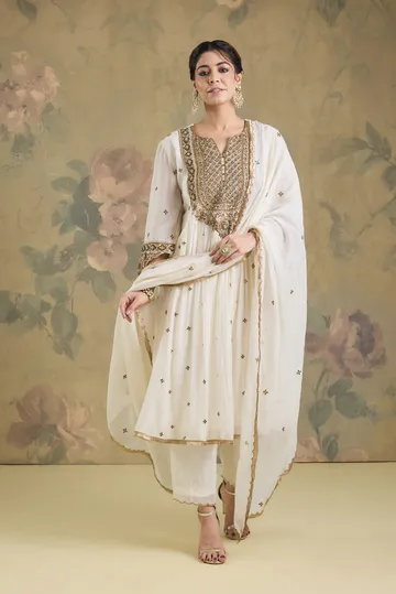 Mul Chanderi Anarkali With Handwork image 3
