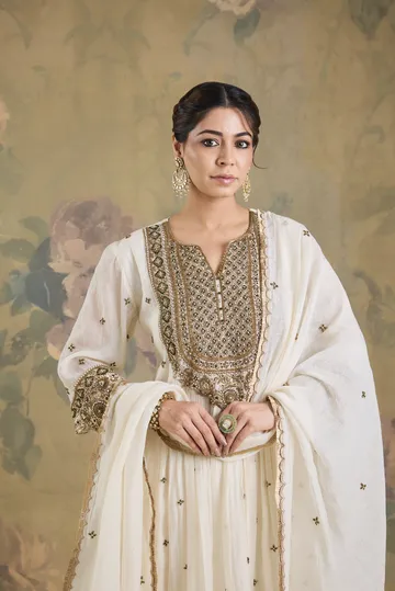 Mul Chanderi Anarkali With Handwork image 5