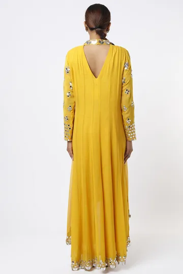 Mustard Embroidered Anarkali Set image 2