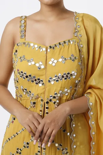 Mustard Hand Embroidered Kurta Set image 4