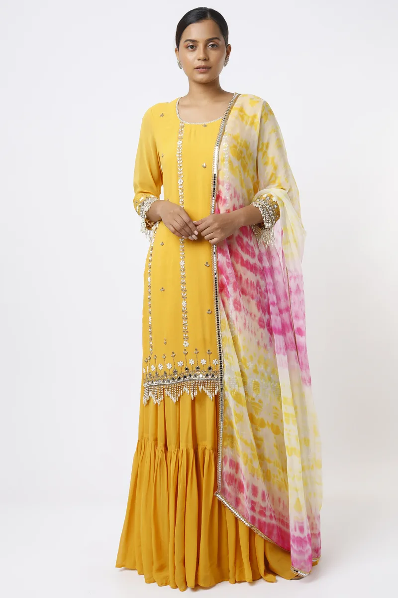 Mustard Layered Skirt Set