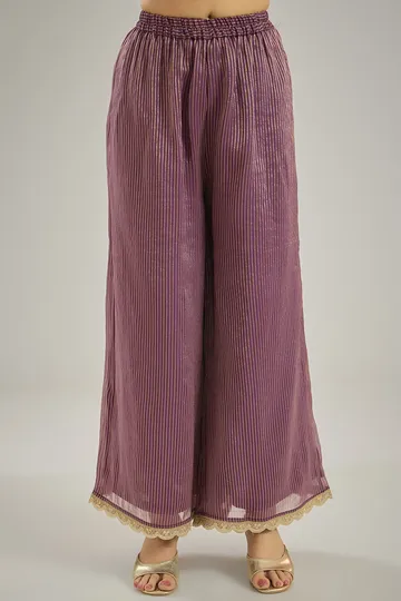 Purple Organza Tissue Nakshi Hand Embroidered Kurta Set image 3