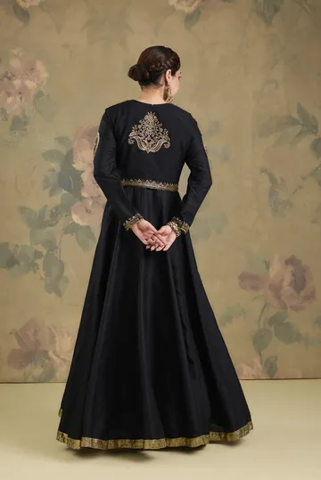 Silk Anarkali With Short Jacket With Handwork image 2