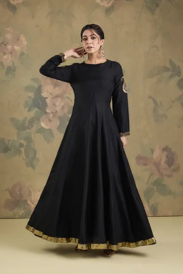 Silk Anarkali With Short Jacket With Handwork image 4