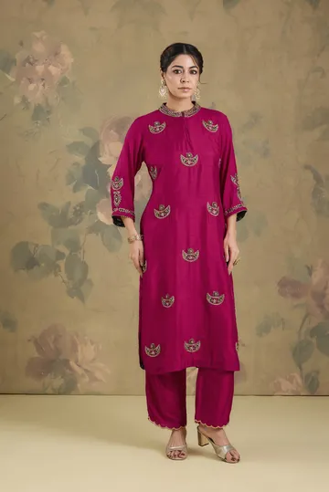 Silk Kurta Set With Handwork image 1