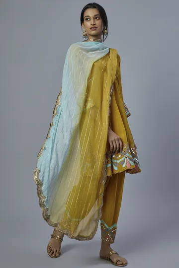 Yellow Georgette Anarkali Set image 1